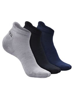 Heelium - Bamboo Ankle Socks-FreeSize UK7-11,3 Pairs,LGrey,Black,NBlue,Anti dour (Pack of 3)