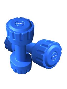 Reach - PVC Dumbbell Set Weights Pack of 2 For Strength Training Home Gym Fitness (5kg, Blue)