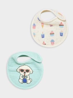 Mi Arcus - 100% Cotton Printed Bibs (0-3 Months) (Pack of 2)
