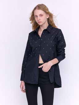 Cover Story - Natasha Navy Blue Poplin Shirt
