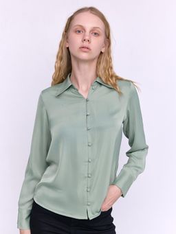 Cover Story - Carlisle Green Satin Shirt