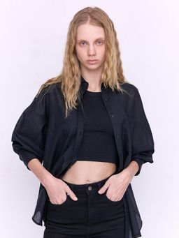 Cover Story - Jaden Black Long Solid Shirt