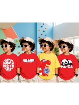 LEOTUDE - Boys Multi-Color Graphic Printed Cotton T-shirts (Pack of 4)