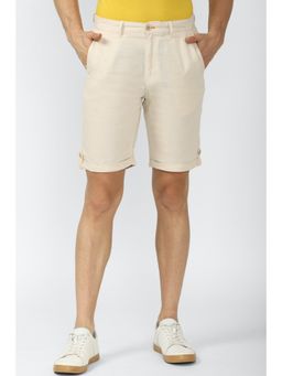 Peter England - Men Beige Solid Regular Fit Casual Shorts