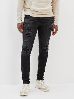 American Eagle - Men Black Airflex+ Patched Skinny Jeans