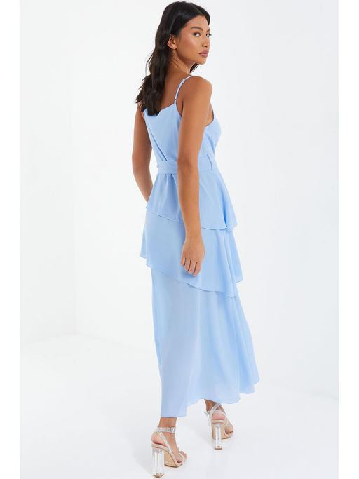 Buy Quiz Clothing Pale Blue Chiffon Frill Detail Strappy Maxi Dress For  Women (Set of 2) Online