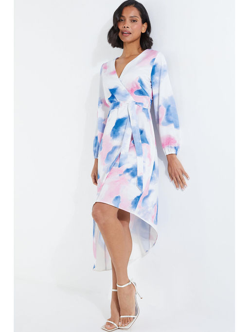 strapless open back dress Blue Marble/Tye Dye Dress  VV COLLECTIONS
