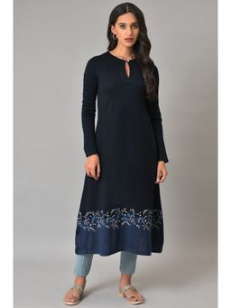 W - Blue Floral Winter Kurta