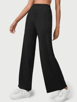 BROADSTAR - Women Black Solid High-Rise Parallel Trouser
