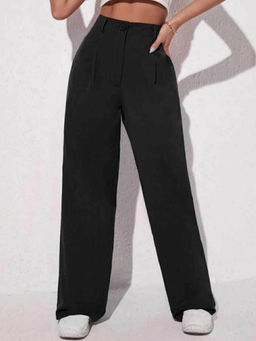 BROADSTAR - Women Black Solid Straight Trouser