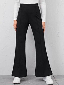 BROADSTAR - Women Black Smart Boot Cut High-Rise Easy Wash Trouser