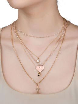 Lilly & Sparkle - Rose Gold and Silver Toned Layered Necklaces (Pack of 2)