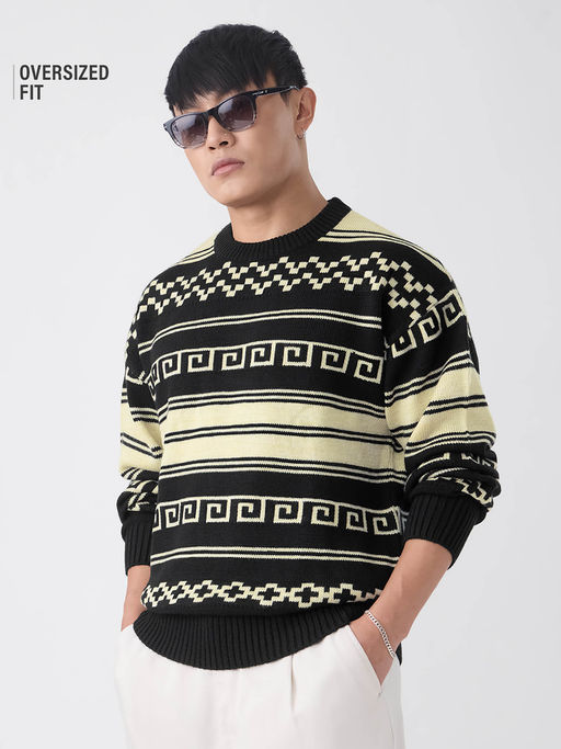 The Souled Store Free-Spirit Men Oversized Pullover Sweater