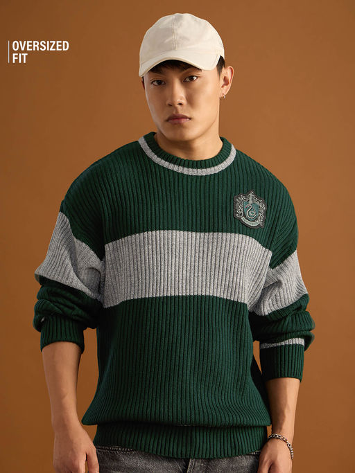 The Souled Store Official Harry Potter Emerald Men Oversized Pullover Sweater