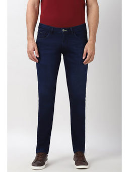 Peter England - Men Navy Blue Light Wash Jeans
