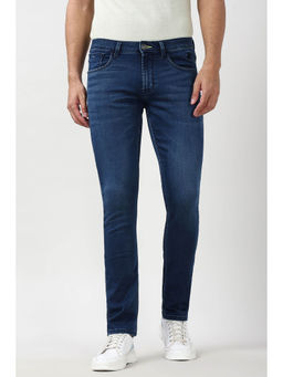 Peter England - Men Dark Blue Mid Wash Jeans