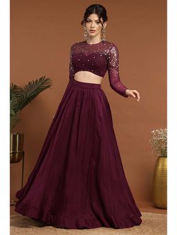 RIRASA - Padmahasta Wine Lehenga And Blouse