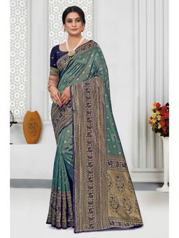 EXCLUSIVA - Sea Green Banarasi Saree with Unstitched Blouse