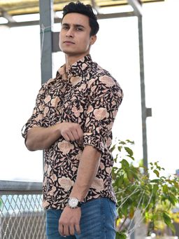 Hatheli - Black Floral Hand Block Shirt