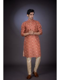 Eleven Brothers - Rust Rainbow Tussar Silk Kurta Set (Set of 2)