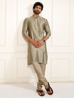 Vastramay - Men Cotton Blend Block Printed Kurta with Churidar (Set of 2)