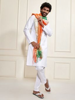 Vastramay - Men Cotton Kurta with Pyjama and Dupatta (Set of 3)