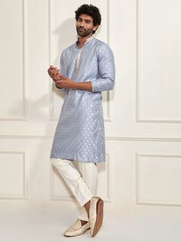 Vastramay - Men Silk Blend Woven Kurta with Trouser (Set of 2)