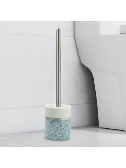 OBSESSIONS - Polyresin Toilet Brush with Holder, Blue & White