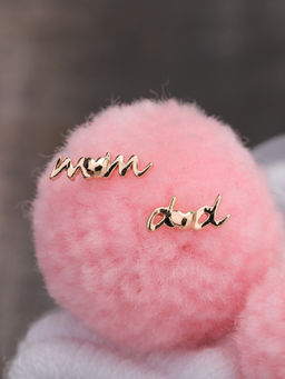 Praavy - 925 Sterling Silver Mom & Dad Rose Gold Kids Earrings