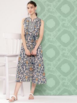 Nayam by lakshita - Abstract Printed A-Line Midi Dress