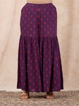 ARAMYA - Women Purple Viscose Floral Sharara
