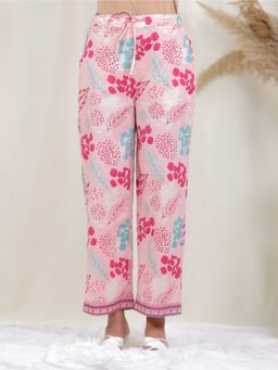 ARAMYA - Women Pink Soft Cotton Foliage Pant