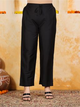 ARAMYA - Women Black Silk Blend Solid Pant