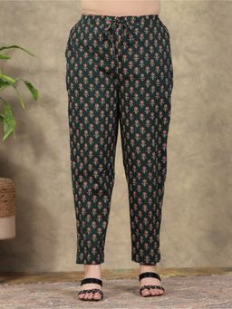 ARAMYA - Women Green Kantha Cotton Butti Pant