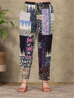 ARAMYA - Women Multi-Color Soft Cotton Patchwork Pant