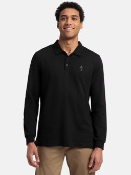 Jockey - 3914 Men Black Super Combed Cotton Rich Solid Full Sleeve Polo T-Shirt