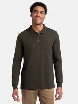 Jockey - 3914 Men Olive Super Combed Cotton Rich Solid Full Sleeve Polo T-Shirt