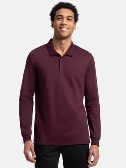 Jockey - 3914 Men Wine Super Combed Cotton Rich Solid Full Sleeve Polo T-Shirt