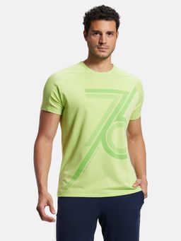 Jockey - MV02 Men Super Combed Cotton Printed Active Wear T-Shirt - Green Glow Printed