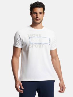 Jockey - MV02 Men Super Combed Cotton Printed Active Wear T-Shirt - White Printed