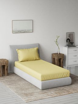 Ddecor Live Beautiful - Solid Spectrum Flat 180TC Single Bedsheet With Pillow Cover- Yellow
