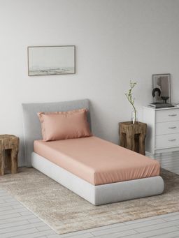 Ddecor Live Beautiful - Solid Spectrum Flat 180TC Single Bedsheet With Pillow Cover- Pink