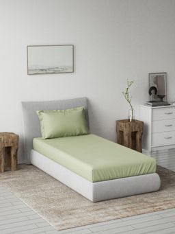 Ddecor Live Beautiful - Solid Spectrum Flat 180TC Single Bedsheet With Pillow Cover- Green