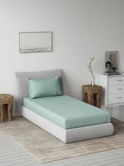 Ddecor Live Beautiful - Solid Spectrum Flat 180TC Single Bedsheet With Pillow Cover- Turquoise