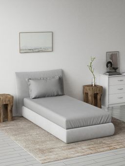Ddecor Live Beautiful - Solid Spectrum Flat 180TC Single Bedsheet With Pillow Cover- Grey