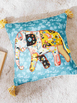 Chumbak - Pixel Paisley Ele Cushion Cover (16x16 inches)