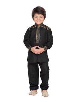 AJ Dezines - Ethnic Wear Pathani Suit for Boys-Black (Set of 2)