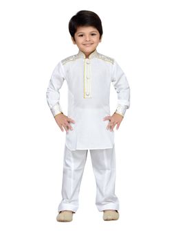 AJ Dezines - Ethnic Wear Pathani Suit for Boys-White (Set of 2)