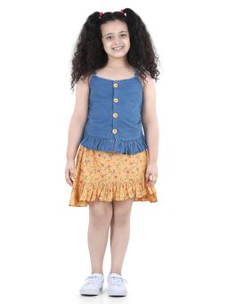 AJ Dezines - Girls Sleeveless Top & Skirt-Yellow (Set of 2)