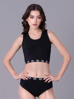 Keepfit - Women Black Polyester Top with Bottom
